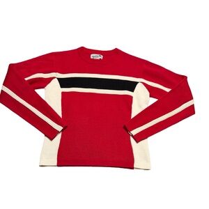✨❤️ Obermeyer Tersia Colorblock Wool Blend Sweater Red Black White M 🤍✨
